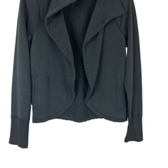 James Perse size 2 US M Woy2327 Faded Black Distressed Open Front Cotton Jacket - Picture 6 of 9